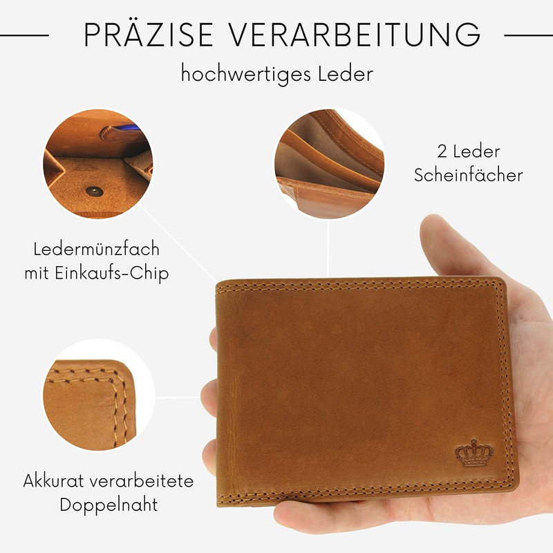 Baur Men's Genuine Leather Wallet with RFID Protection, Landscape Format,