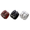 Men's Women's Leather Bracelet, Fashion Double Row Belt Cuff Bangle