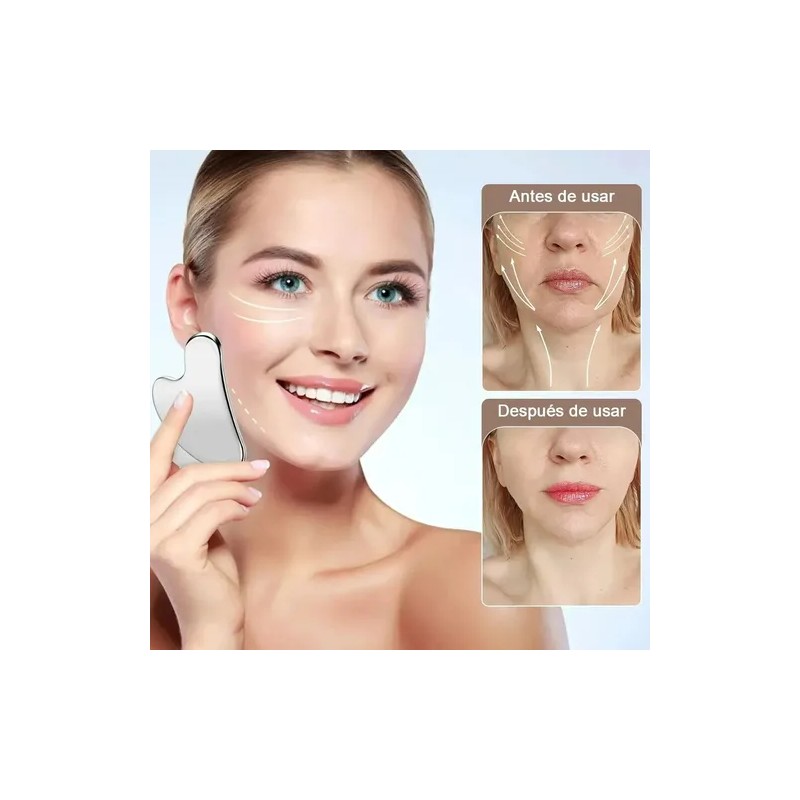 4 Herramientas Faciales Gua Sha De Acero Inoxidable, Set De
