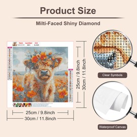 Anuver Cow Diamond Painting Kits for Adults, 5D DIY Diamond Art kits for Beginners, Full Drill Diamond Painting Kits for Home Wall Decor, 12x12 Inch