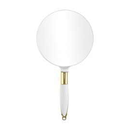 VOCOSTE Hand Mirror with Handle, Round Handheld Mirror, Single-Sided Hand Mirror, Hand Held Mirror Travel Portable Mirror for Women, 4.7" W x 9.5" L, White