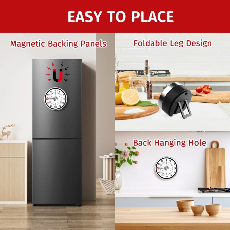 Visual Kitchen Timer, 60 Minute Mechanical Timers for Home Cooking