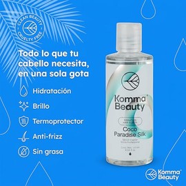Komma Beauty Sílica Capilar Coco Paradise 30ml – Sérum Antifrizz Termoprotector Formato de Prueba y Viaje – Sin Parabenos Sin Aceites Minerales – Prot