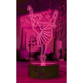 MYCWYFWR 3D Ballet Night Light Optical Illusion Led Lamp 16 Colors Changing Birthday Xmas Gift for Boys and Girls Kids Children Room Decor