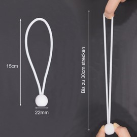 LOOGI Bungee Cords with Ball Pack of 25, Tarpaulin Tensioners with Ball 15 cm, Rubber Tensioner, Tent Elastics Expander Loops, Rubber Loops for Tarpaulins, Tent Banner