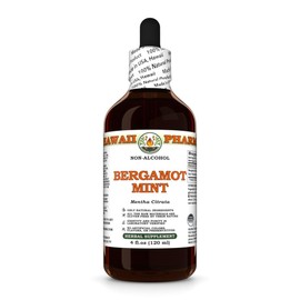 Bergamot Mint (Mentha Citrata) Dry Flowering Tops Glycerite, Made in Hawaii, All Natural, Vegan, Lab Tested Alcohol-Free Liquid Extract - 4 fl.oz