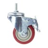 Swivel Stem Casters, Heavy Duty Double-Locking Castors with Red PU