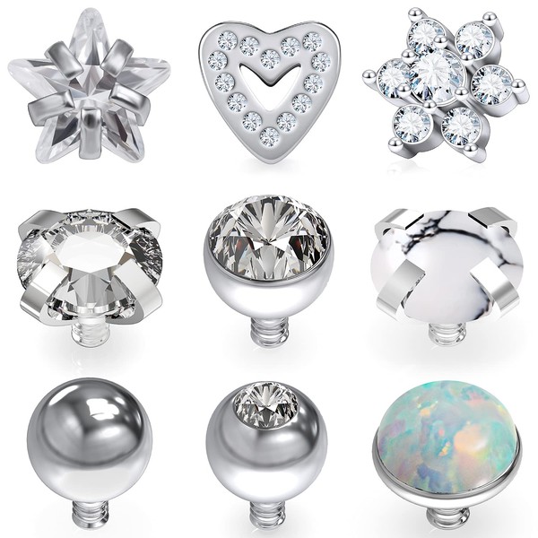 Ocptiy Dermal Anchor Tops Kit, 14G G23 Titanium Internally Threaded