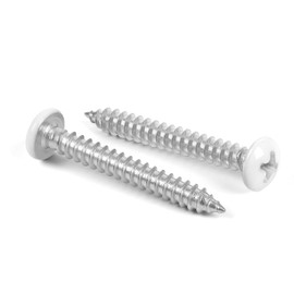 MewuDecor #6 x 1-1/2" Pan Head Wood Screws, Sheet Metal Screws Self Tapping Screws, Stainless Steel 18-8 (304), White Head, 100 PCS