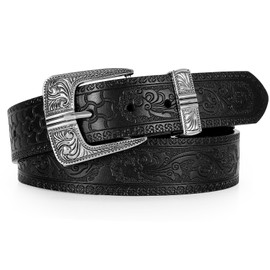 UpFind Western Belts for Woman Men-Cowboy Belt with Engraved Belt Buckles-Suitable for Formal and Casual Jeans Dress Wear