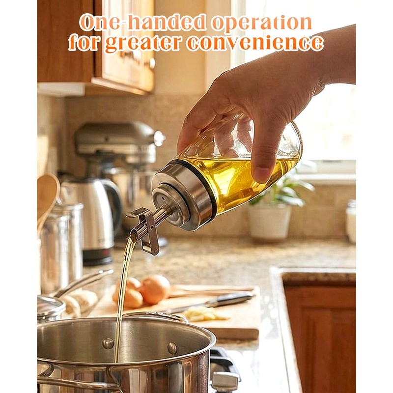 DAWZMR 2-Pack Glass Oil Dispenser Bottle with Stainless Steel Spout,