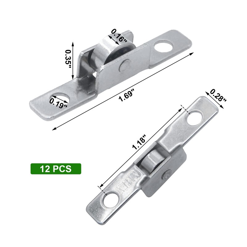12 Pack 3/8 inch Push-Pull Sliding Window Roller Metal Wheels,