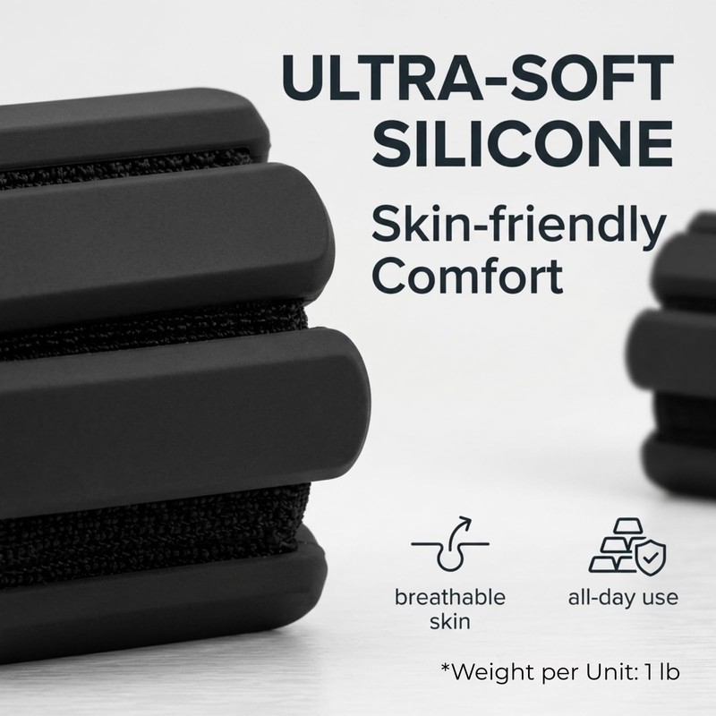 Adjustable Wrist and Ankle Weights, 2lb Pair (1lb Each) Soft