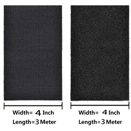4 Inch Wide x 3Meters Length Black Sew On Hook and Loop Tape Fastening Nylon Fabric Tape (Black, 4 Inch x 3 Meters)