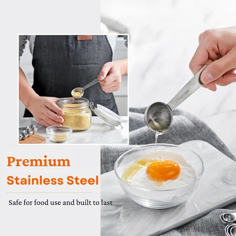 35PCS Stainless Steel Measuring Cups and Spoons Set, 7 Nesting