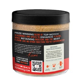 Kosmos Q Original BBQ Beef Injection, Award-Winning Brisket Marinade for Ribs, Roasts, & More, Moisture-Retaining Barbecue and Meat Seasoning, Tender Juicy Flavor, 16 Oz Jar