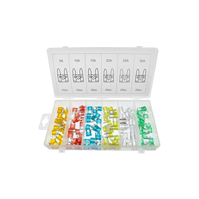 Toolzone Small Car Blade Fuses In Box, 120 Pieces