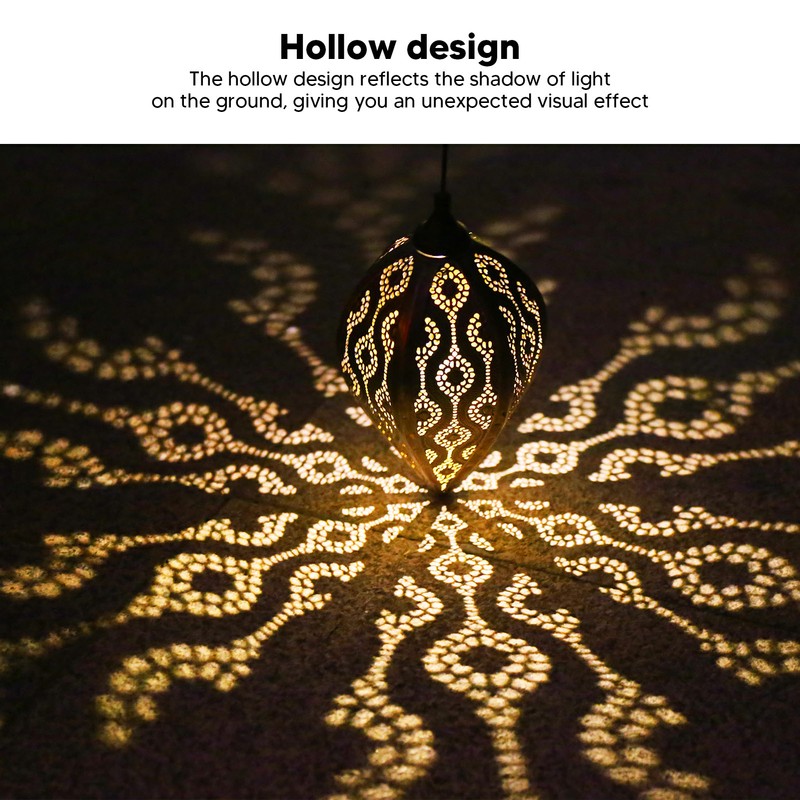 Solar Lantern Hollow Out IP44 Waterproof LED Solar Powered Hanging