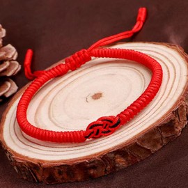 Talisman Tibetan Handmade Lucky Bracelet,Red/Black Infinity Protection Bracelet, Surfer String Wrap Bracelet for Men, Women, Forever Friendship (red)