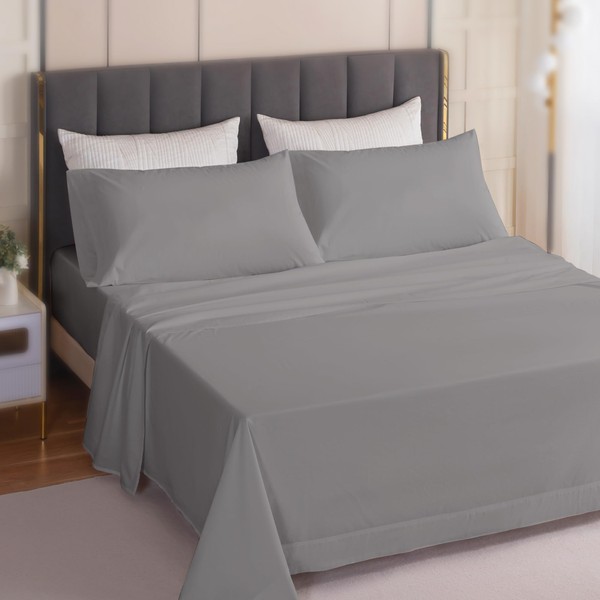 ALPHA HOME Deep Pocket Queen Sheet Set, Washed Cotton Percale