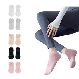 5Pair Women Pilates Socks Non-Slip with Grips for Yoga Barre Dance Soft Comfortable Breathable Sweat-Absorbing and Durable Sport Socks