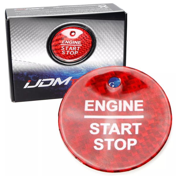 iJDMTOY Red Real Carbon Fiber Keyless Engine Push Start Button