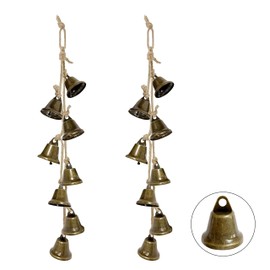 2 Pack Witch Bells for Door Knob,Brass-Colored Iron Bell Strings with 8 Bells,Witchcraft Supplies Door Bell,Vintage Witch Decor Wind Chimes for Home Protection,Boho Home Room Decor