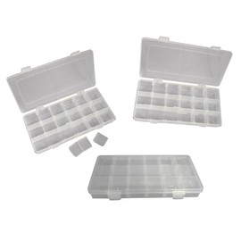 SHC Web 3 x Small Adjustable 18 Compartment Storage Boxes - Beads/Jewellery/Craft/Embroidery/Gaming/Small Parts - Plastic Organiser Case