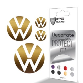 IPG Decal Made for VW 2021 Passat Polo Tiguan Golf Rear/Front Emblem Logo Decals Stickers Set (4 Units) (Metallic Gold)