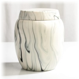 TIMSO Medium Urn for Human Ashes Adult - Marble Ceramic Decorative Memorial Urns, Pet Ashes Urn, 4.8x4.8x5.7 Inch Refined & Durable Keepsake