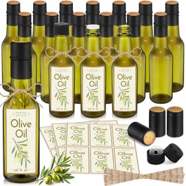Havawish 20 Pcs 3oz Homemade Mini Olive Oil Bottles Hot Sauce Glass Bottles with Leak Proof Screw Cap Funnel Clear Bottle for Storing Homemade Olive Oil Wedding Baby Shower Gifts (Green)
