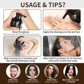 GFEUGS GFEUGS Haarfarbe Haarfärbeshampoo, 500ML Hair Dye Shampoo 3 in 1 Gegen Graue Haare, Hair Color Sofort Haarfarbe Shampoo Tönungsshampoo, Farbshampoo Haartönung für Männer Frauen (Braun)