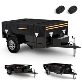 SKYJDM 5 x 8 Waterproof 600D Dump & Utility Trailer Cover, Heavy Duty Windproof Dump Trailer Covers All-Weather Protection with Windproof Ropes Fits 5 x 8 FT