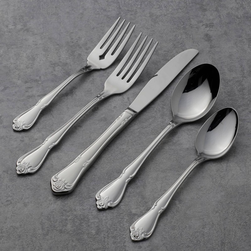 Oneida B552004C True Rose Everyday Flatware Dinner Spoons, Set Of