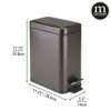 mDesign Small Modern 1.3 Gallon Rectangle Metal Lidded Step Trash