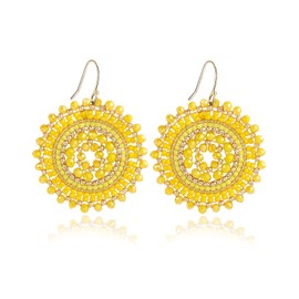 Yellow Earrings For Women Summer Beaded Crystals Glass Bead Dangle Drop Bohemia Beach Statement Earrings