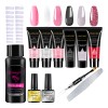Kit Uñas Polygel 15mlx6 Gel Base Top Slip Solución Tipsx20