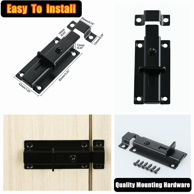 Alise Slide Bolt Gate Latch,Spring-Automatic Barrel Bolts Latches Safety Door