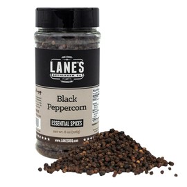 Lane's Whole Black Peppercorns, All-Natural Black Peppercorns for Grinder Refill, Black Pepper Corn Whole Spice, Made in USA, 8 Oz