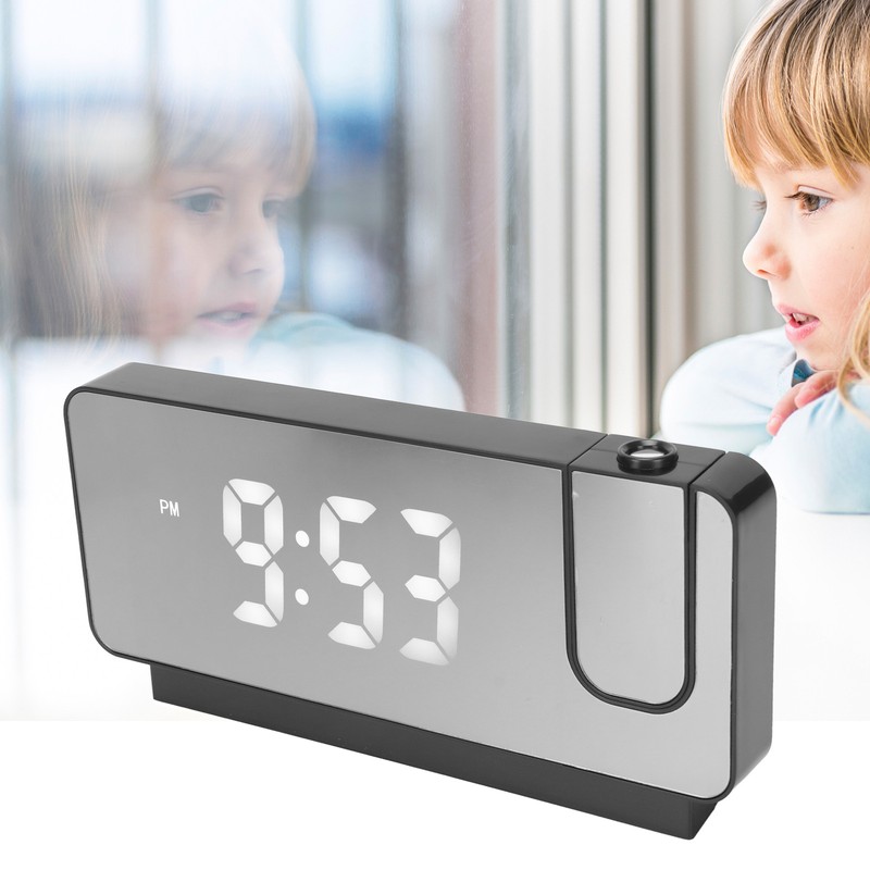 Projection Alarm Clock Time Date Temperature Display 180 Degree Wide
