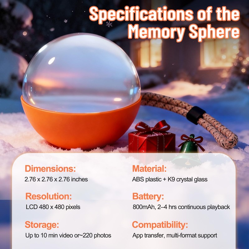 Memory Orb Ball – 2.76" Crystal Video Orb with Digital