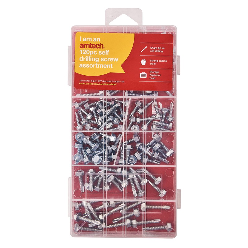 Amtech S6295 Self Drilling Screws, Carbon Steel Tek Screws Available