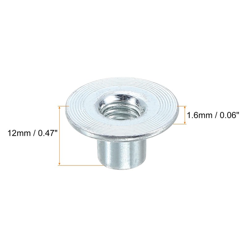 sourcing map M8 T-nuts, 12pcs Carbon Steel Tee Nut Round