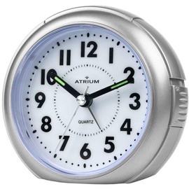 Atrium A240-19 Analogue Quartz Alarm Clock with Light and Snooze Silver Metallic