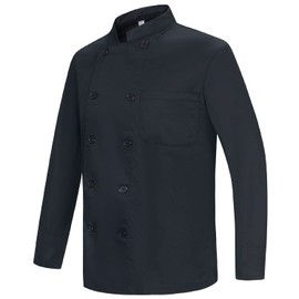 MISEMIYA - Ref.842B Men's Chef's Jacket - Hospitality Uniform, Chef's Jackets Men's 842 - Black, L