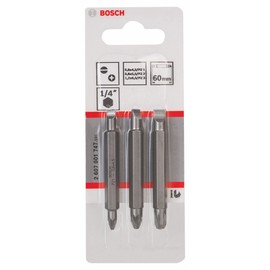 2607001747 BOSCH SET OF 3 PZ/SLOT SCREWDRIVER BITS DOUBLE ENDED