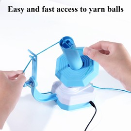 Mesen Electric Yarn Winder for Crocheting, Large Capacity Yarn Ball Winder for Knitting, Stepless Speed Automatic Yarn Winder Wool Spinner Roller compatible with Crochet Lovers (Blue)