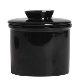 Kedested French Butter Crock with Lid, Ceramic Butter Keeper for Fresh Spreadable Butter to Leave on Counter with Water Line, Butter Container Holder Kitchen and Home Decor, Black