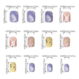 Easter Bunny Fake Nails Short, Press-on Nail, Nail Art Design, 24 Pieces Short Square Speckled Pattern Manicure, False Nails Square Stick on Nails for Easter's day Manicure Home DIY