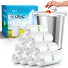 Teivio 2 Gallon 320 Counts Strong Trash Bags Garbage Bags, Bathroom Trash Can Bin Liners, Small Plastic Bags for Home Office Kitchen Kitchen (Clear)